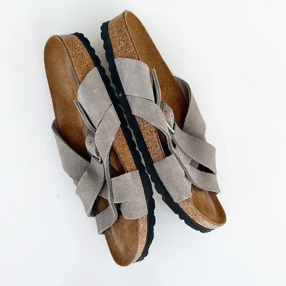Birkenstock Lugano Suede Woven Sandals Slides Slip On Open Toe 8 - Picture 5 of 7